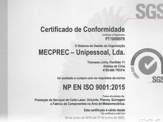Mecprec aposta na certificação Mecprec aposta na certificação